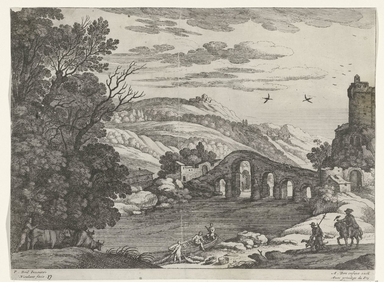 Landschaft mit einem Fluss von Willem van Nieulandt (II)