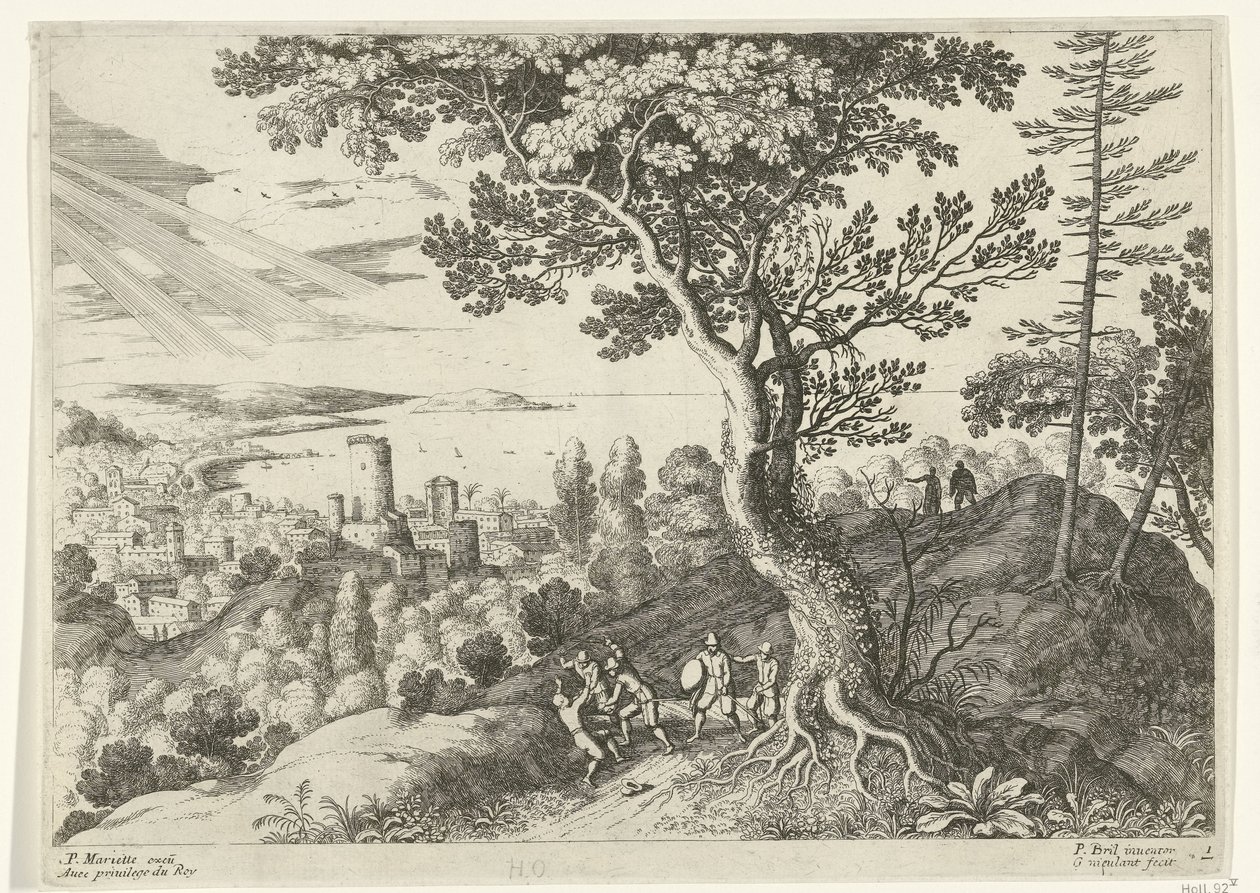 Reisender wird von Räubern angegriffen (Italienische Landschaften) von Willem van Nieulandt (II)