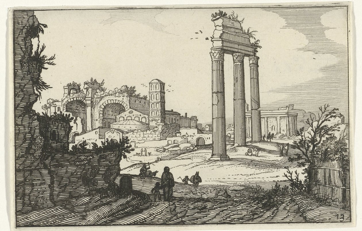 Tempel von Castor und Pollux und die Basilika von Konstantin von Willem van Nieulandt (II)