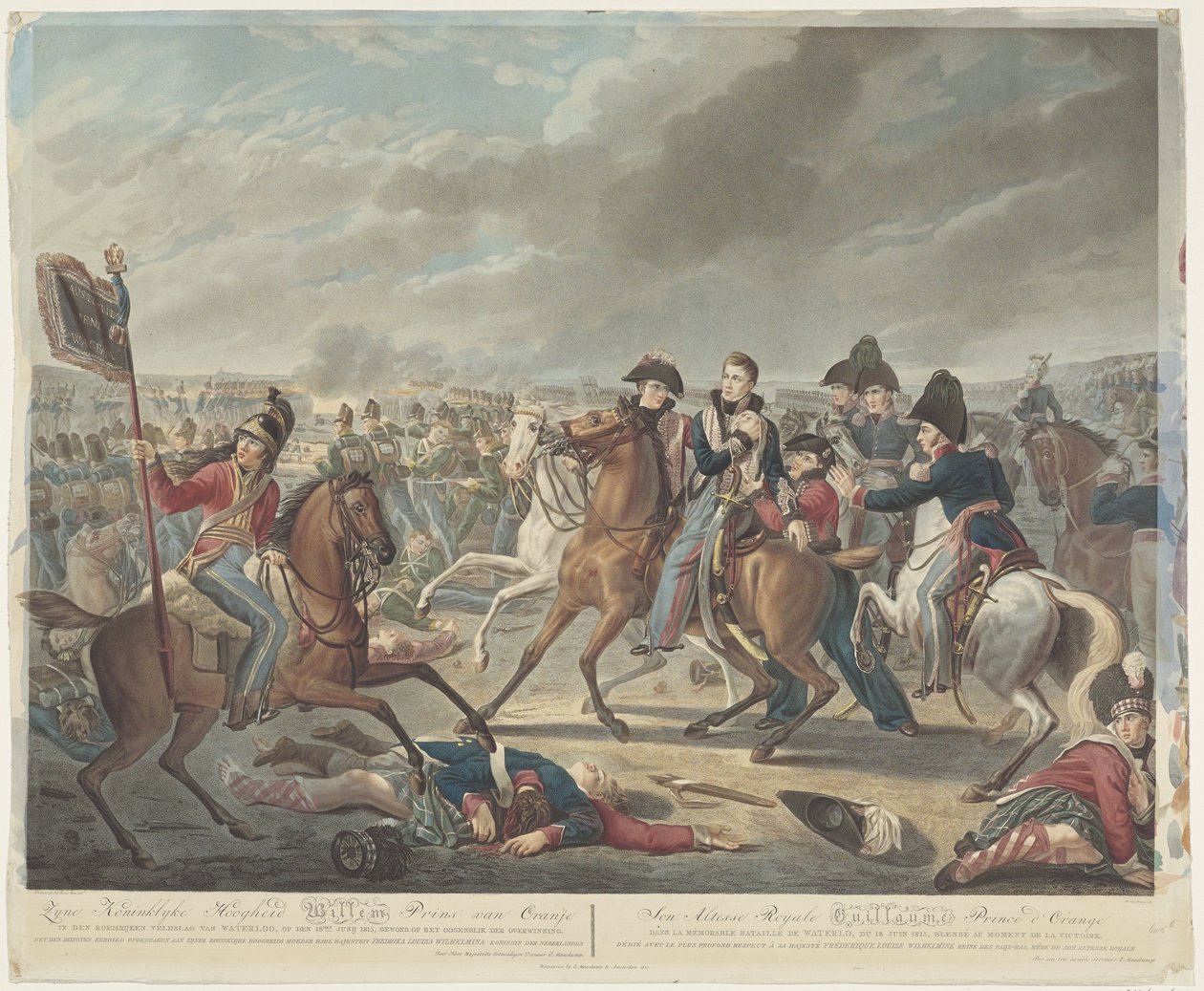 Seine Königliche Hoheit Wilhelm Prinz von Oranien in der ruhmreichen Schlacht von Waterloo, am 18. Juni 1815, verwundet im Moment des Sieges von Willem van Senus