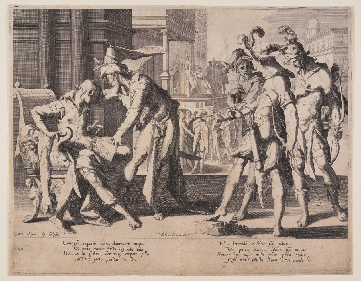Kambyses befiehlt das Häuten, Tafel 6 aus Throne der Gerechtigkeit (Thronus Iustitiae) von Willem van Swanenburgh