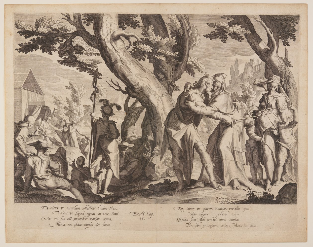 Begegnung von Moses und Jethro, Platte 1 aus Thrones of Justice (Thronus Iustitiae) von Willem van Swanenburgh