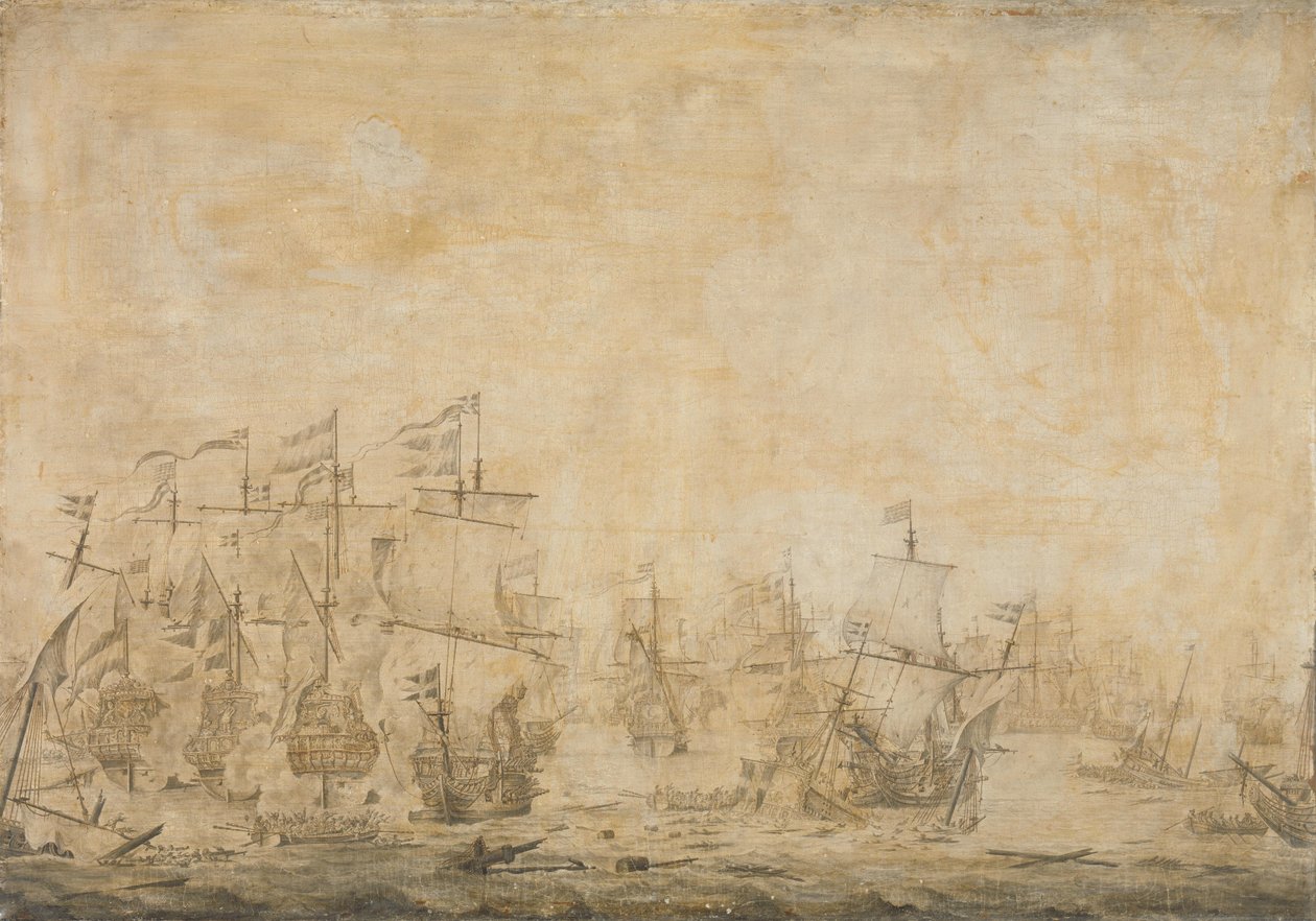 Schlacht zwischen der niederländischen und der schwedischen Flotte im Sund, 8. November 1658 von Willem van de Velde (I) (attributed to)