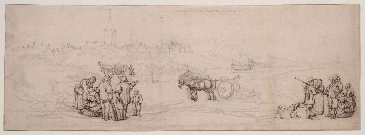 Dünenlandschaft mit Bauernfiguren von Willem van de Velde