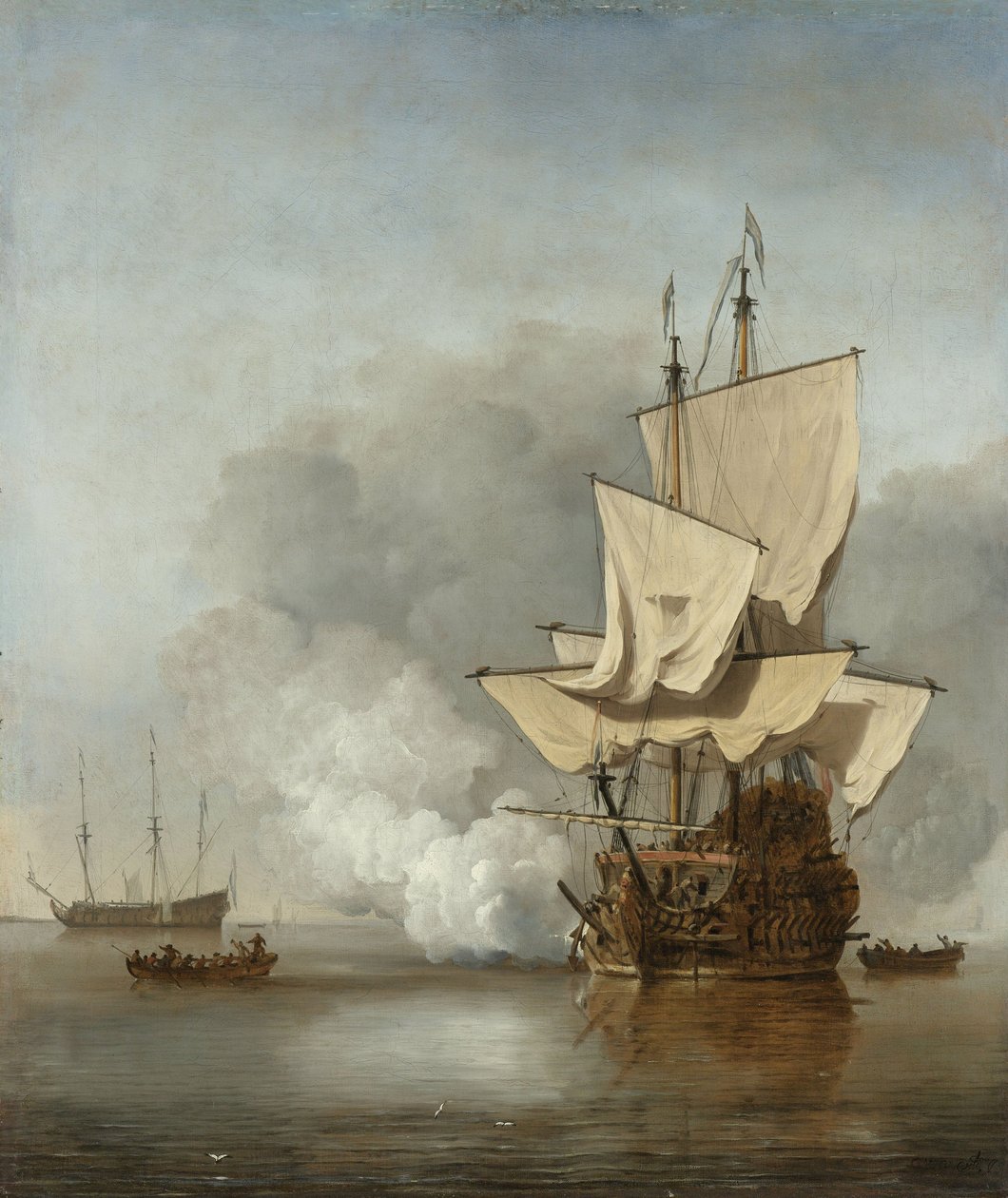 Der Kanonenschuss, ca. 1680 von Willem van de Velde