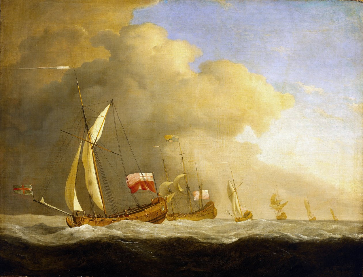 Gruppe britischer königlicher Yachten auf dem Meer von Willem van de Velde the Younger