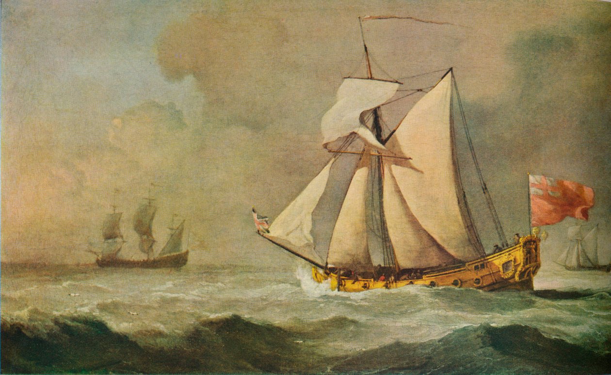 Die Cleveland Yacht auf See bei frischer Brise, 1678 von Willem van de Velde the Younger