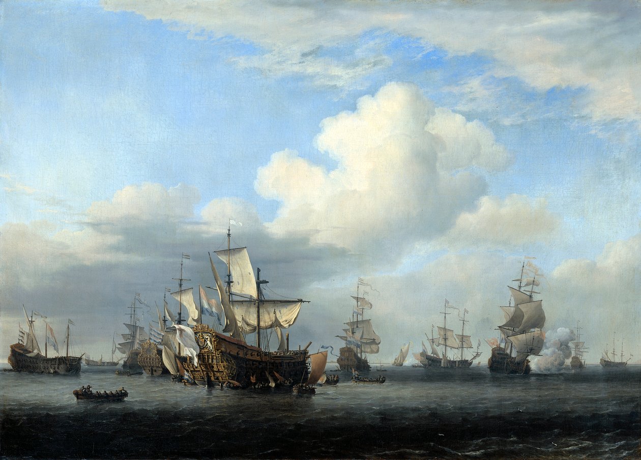 Die erbeutete Swiftsure, Seven Oaks, Loyal George und Convertine..., um 1666 von Willem van de Velde the Younger