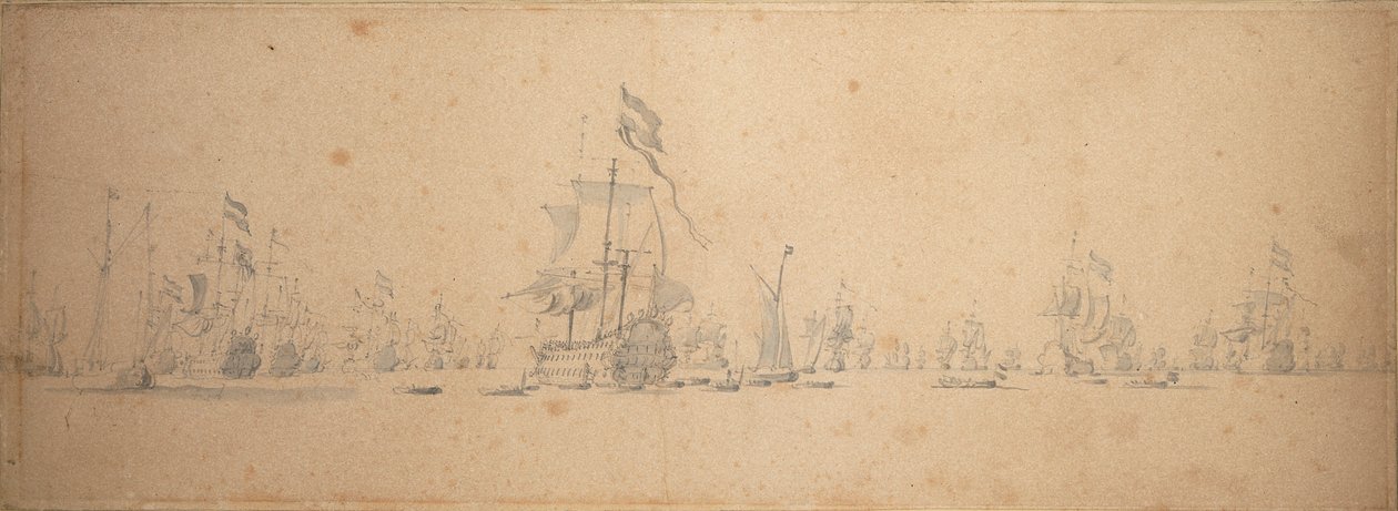 Ein Kriegsrat in der niederländischen Flotte von Willem van de the Elder Velde