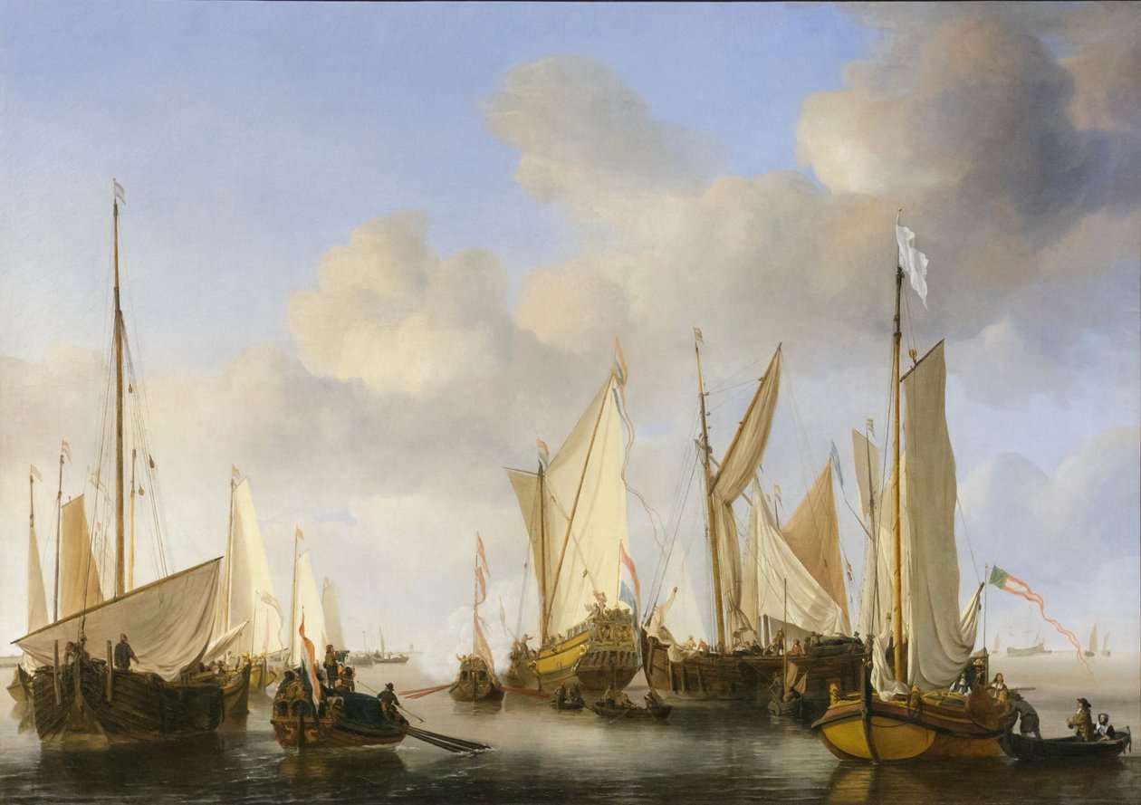 Eine niederländische Yacht salutiert von Willem van de the Elder Velde
