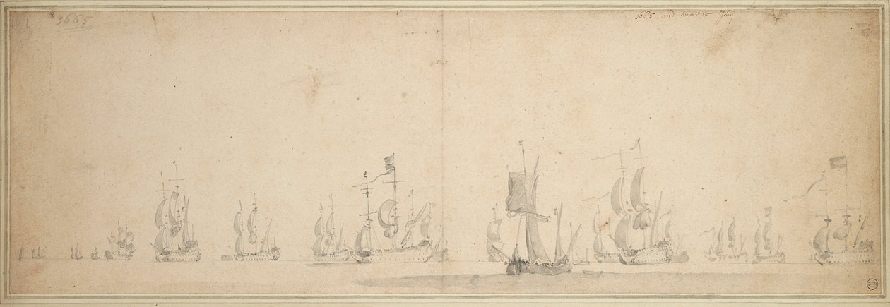 Die niederländische Flotte vor der Schlacht von Lowestoft, Mai-Juni 1665 von Willem van de the Elder Velde