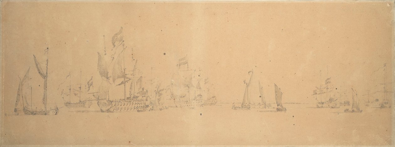 Die niederländische Flotte bei leichtem Wind, ca. 1666 von Willem van de the Elder Velde