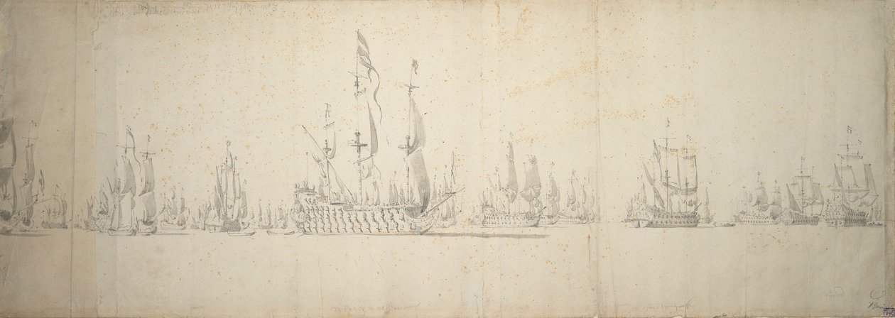 Der Tag vor der Schlacht von Lowestoft, 2.-12. Juni 1665 von Willem van de the Elder Velde