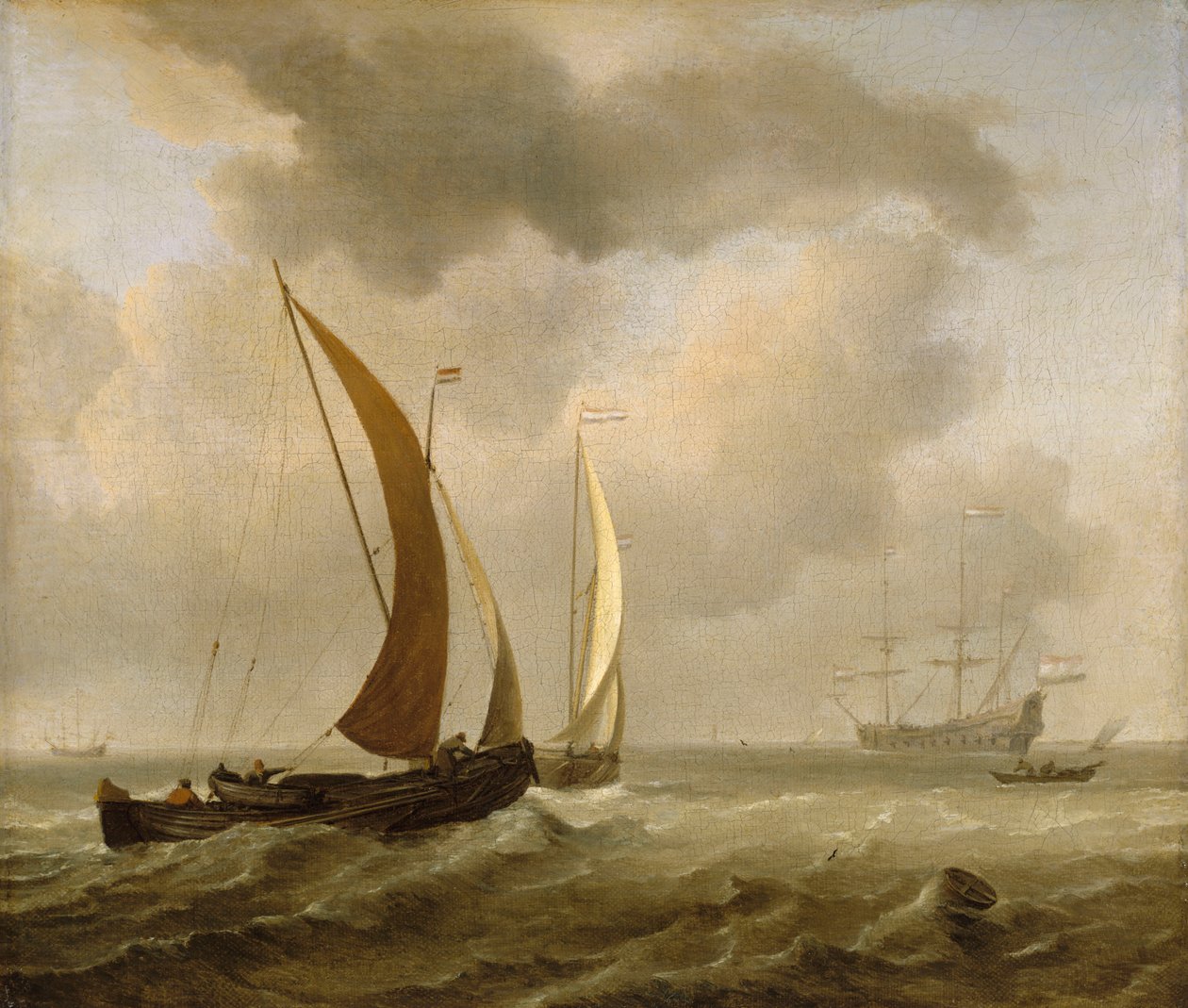 Zwei Kaags auf See bei frischer Brise, spätes 17. Jahrhundert von Willem van de Velde the Younger