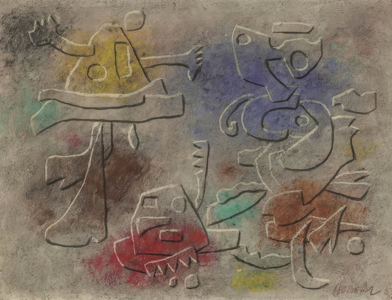 Relief-Bild farbig von Willi Baumeister