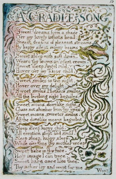Ein Wiegenlied, pl. 1 Illustration aus Lieder der Unschuld und Erfahrung (Bentley Kopie L) pl.16 (Bentley 16) 1789-94 von William Blake
