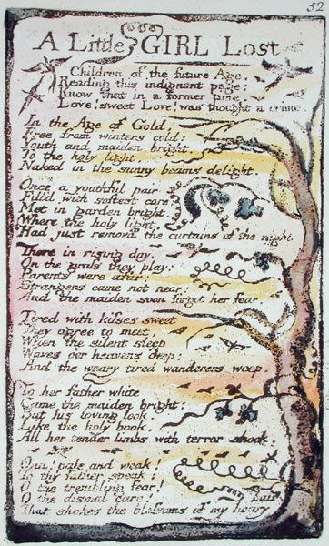 Ein kleines Mädchen verloren, Platte 52 (Bentley 51) aus Songs of Innocence and of Experience (Bentley Copy L) 1789-94 von William Blake