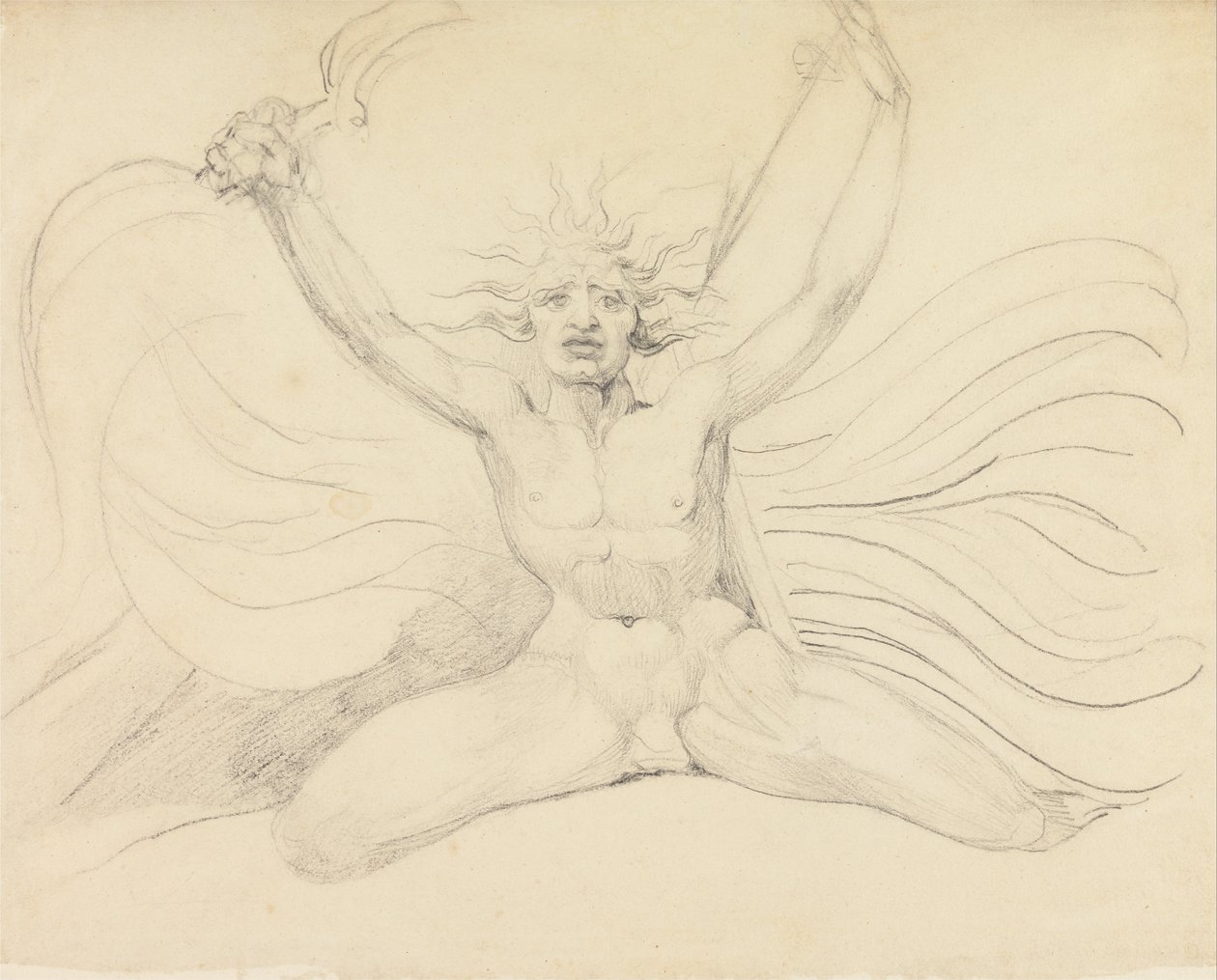 Albion zwingt die vier Zoas zu ihren Aufgaben von William Blake
