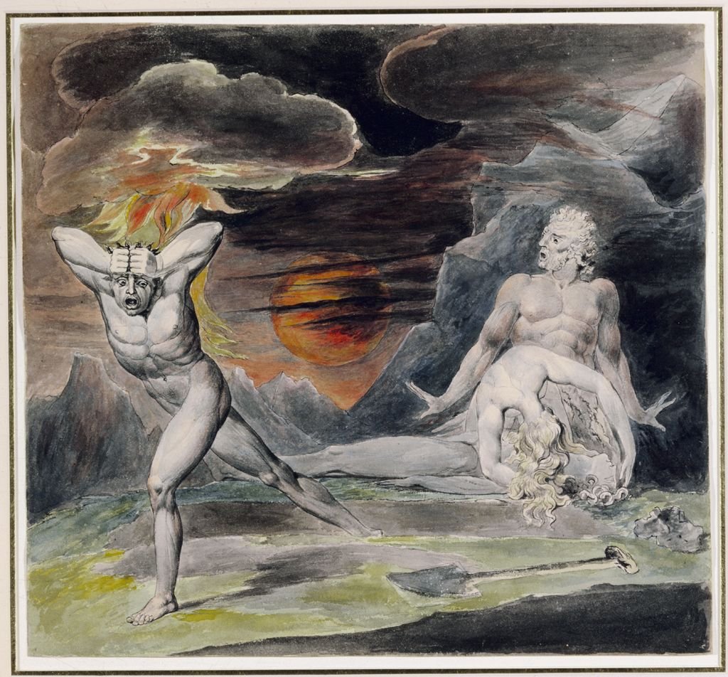Kain flieht vor dem Zorn Gottes von William Blake