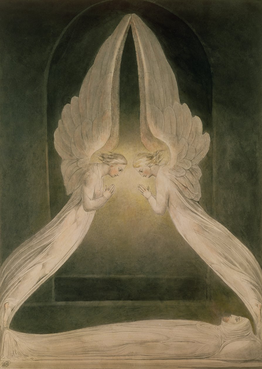 Christus im Grab, bewacht von Engeln von William Blake