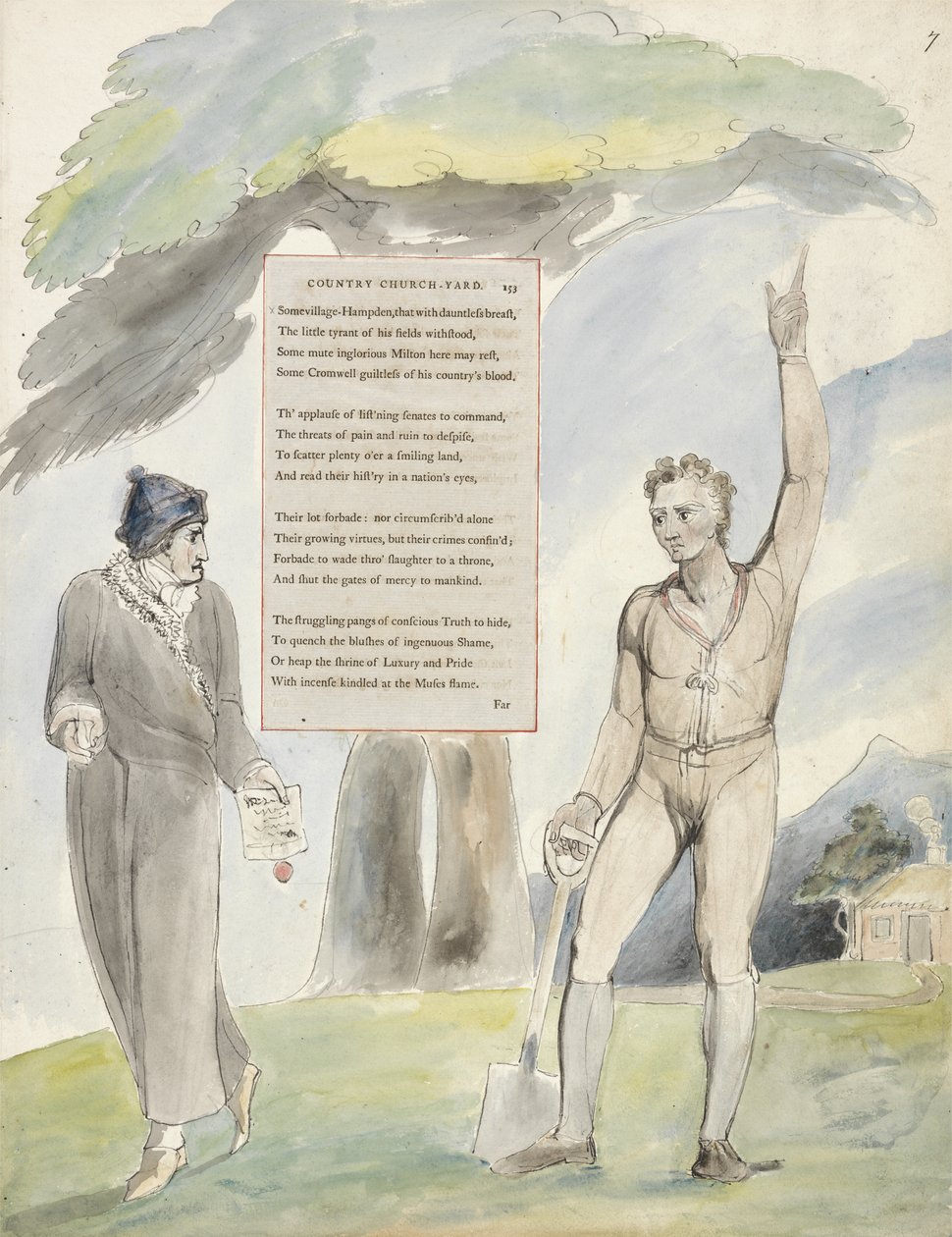 Elegie geschrieben in einem Landkirchhof, Design 111 aus Die Gedichte von Thomas Gray, 1797-98 von William Blake