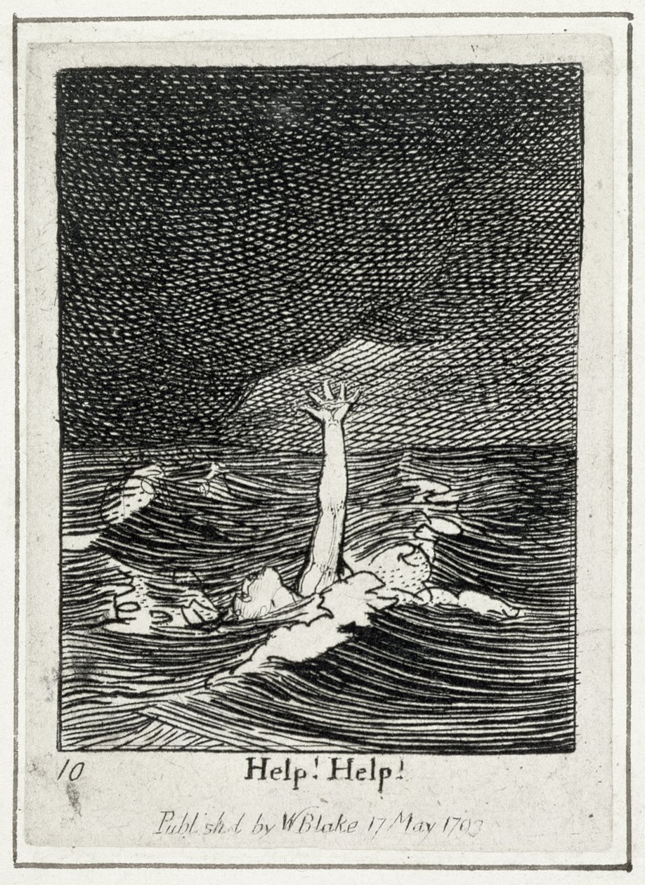 Hilfe! Hilfe!, Tafel 10 aus Für die Geschlechter, Die Tore des Paradieses, veröffentlicht 1793 von William Blake