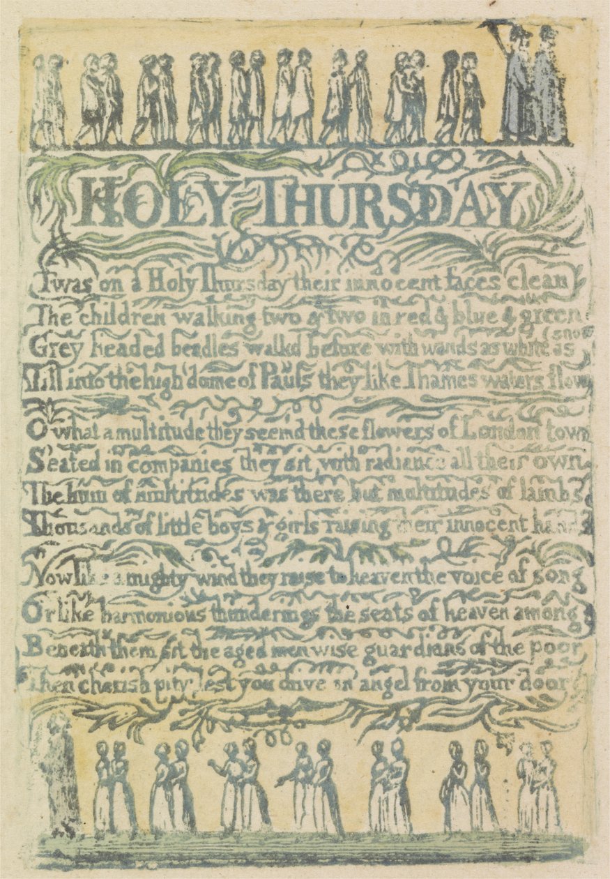 Heiliger Donnerstag, Platte 24 aus Lieder der Unschuld, 1789 von William Blake
