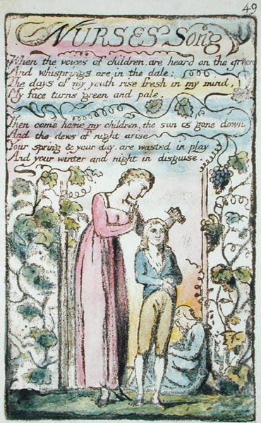 Lied der Krankenschwester, Platte 49 (Bentley 38) aus Songs of Innocence and of Experience (Bentley Copy L) 1789-94 von William Blake
