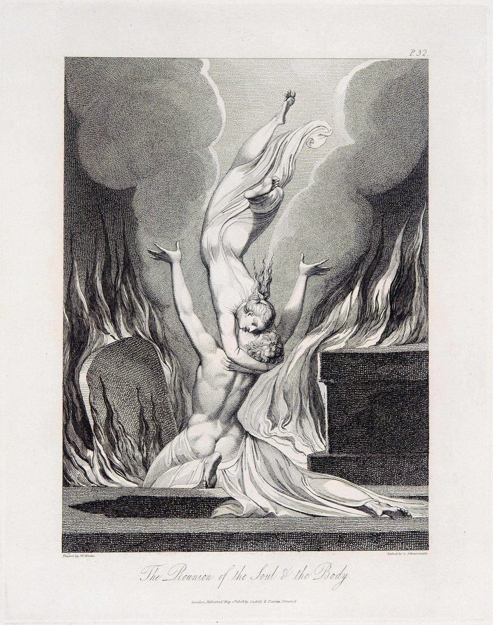 Robert Blair, Das Grab, Objekt 13 (Bentley 435-12) Die Wiedervereinigung von Seele und Körper von William Blake