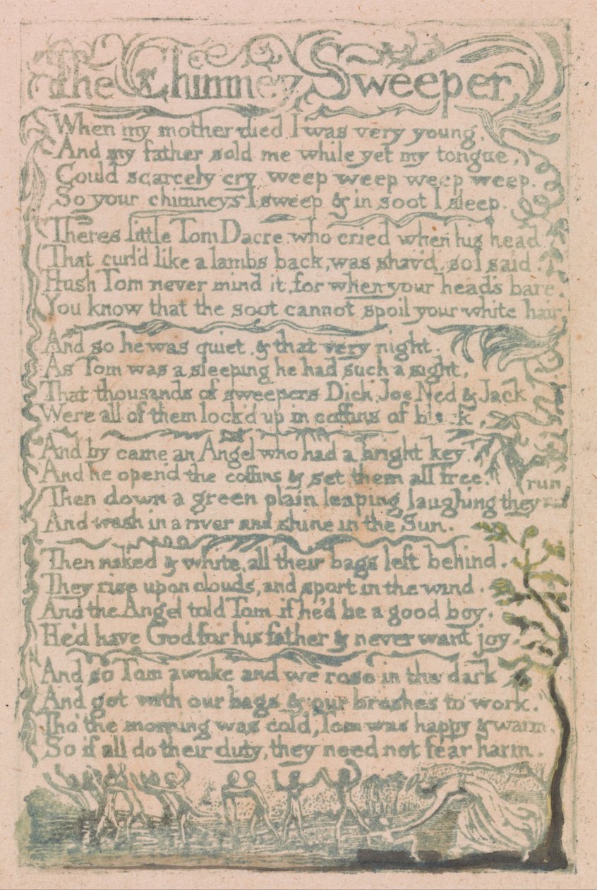 Lieder der Unschuld und der Erfahrung, Platte 10, Der Schornsteinfeger (Bentley 12) von William Blake
