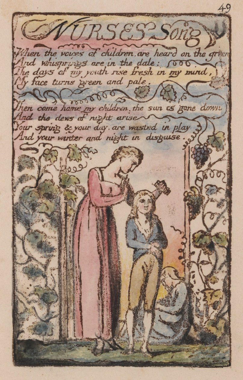 Lieder der Unschuld und der Erfahrung, Platte 49, Das Lied der Krankenschwester (Bentley 38) von William Blake
