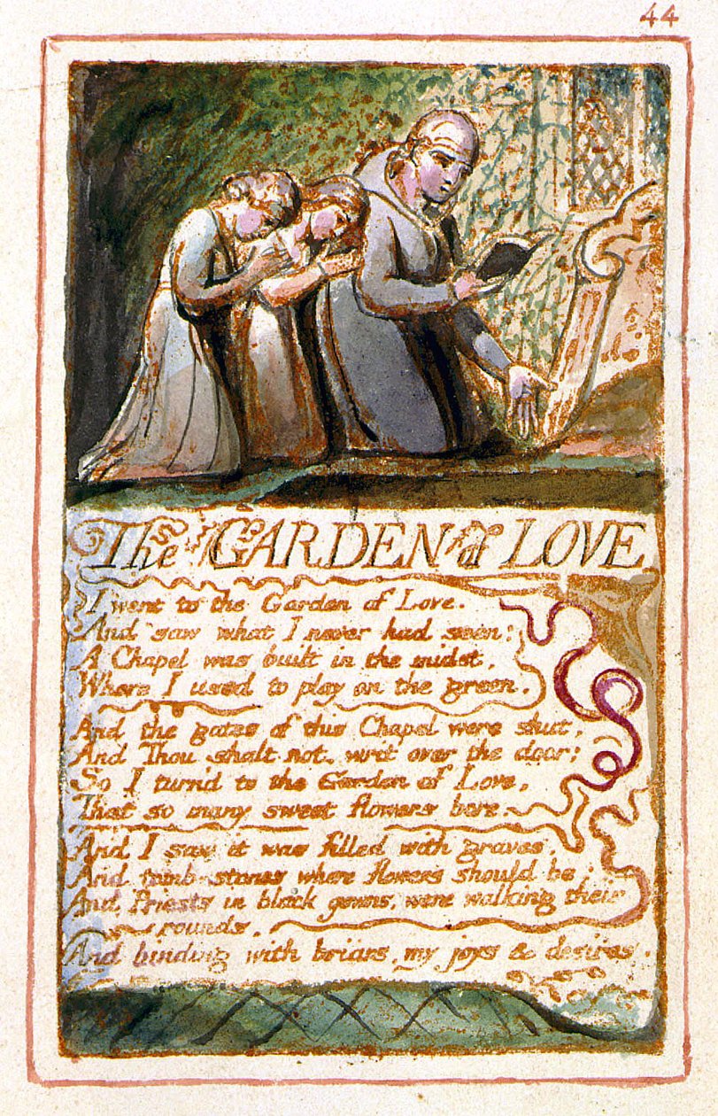 Lieder der Unschuld und der Erfahrung, Kopie Z, Objekt 44, Der Garten der Liebe von William Blake
