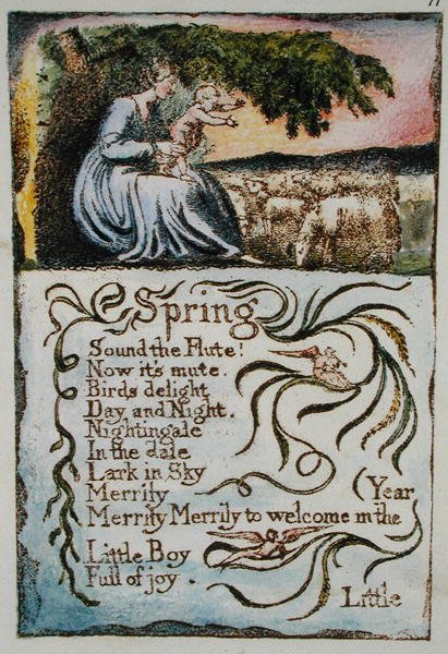 Frühling, Illustration aus Lieder der Unschuld und Erfahrung, (Bentley Kopie L) pl.11 (Bentley 22) 1789-04 von William Blake