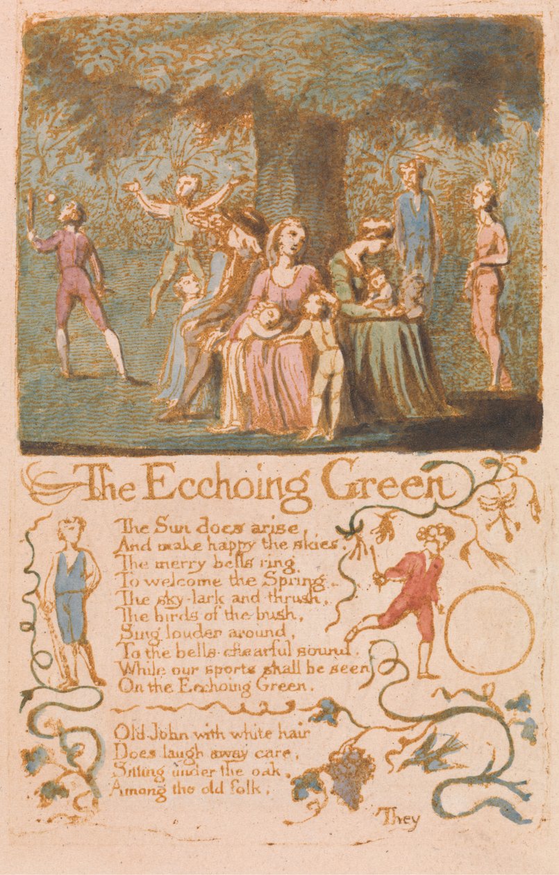 Das Echoing Green, Platte 10 aus Songs of Innocence, 1789 von William Blake