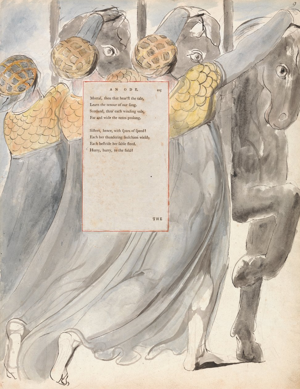 Die tödlichen Schwestern, Entwurf 75 aus Die Gedichte von Thomas Gray, 1797-98 von William Blake