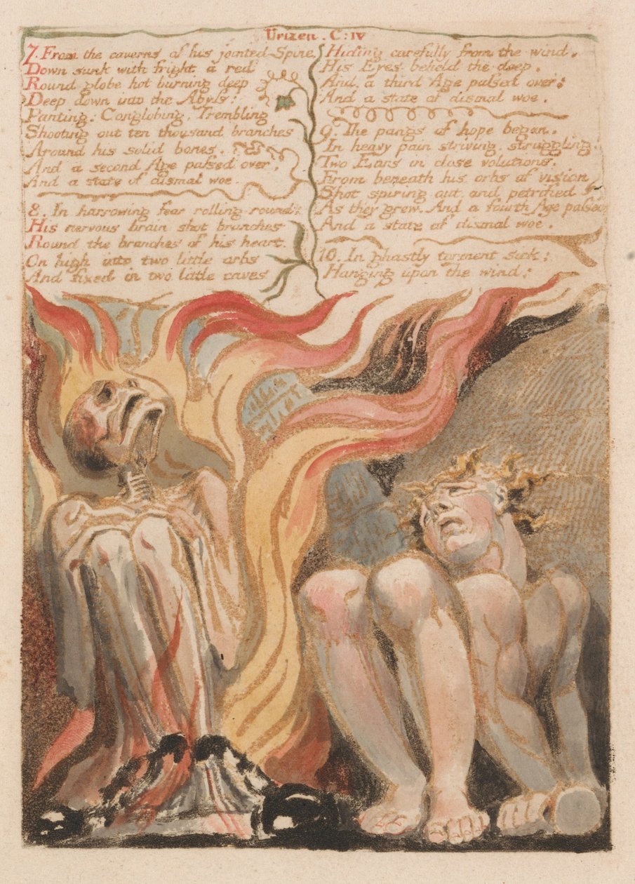 Das erste Buch von Urizen, Tafel 14, 7. Aus den Höhlen seiner Gelenkigen Wirbelsäule.... (Bentley 11) von William Blake