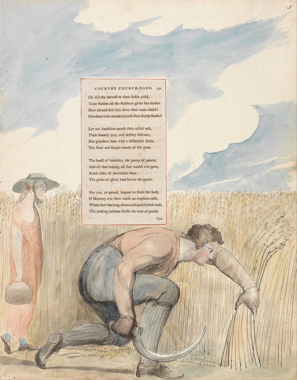 Die Gedichte von Thomas Gray, Design 109, Elegie geschrieben auf einem Landkirchhof von William Blake