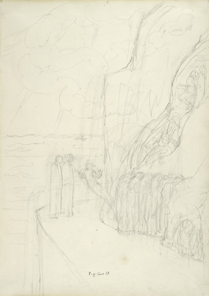 Die Terrasse der neidischen Seelen, Illustration zur Göttlichen Komödie von Dante Alighieri von William Blake