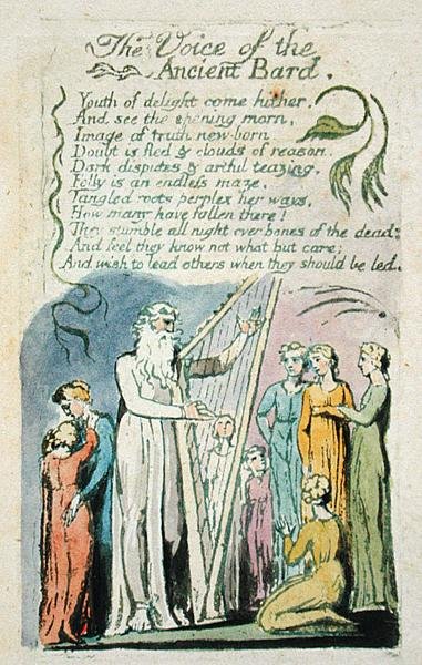 Die Stimme des alten Barden, aus Lieder der Unschuld, 1789 von William Blake