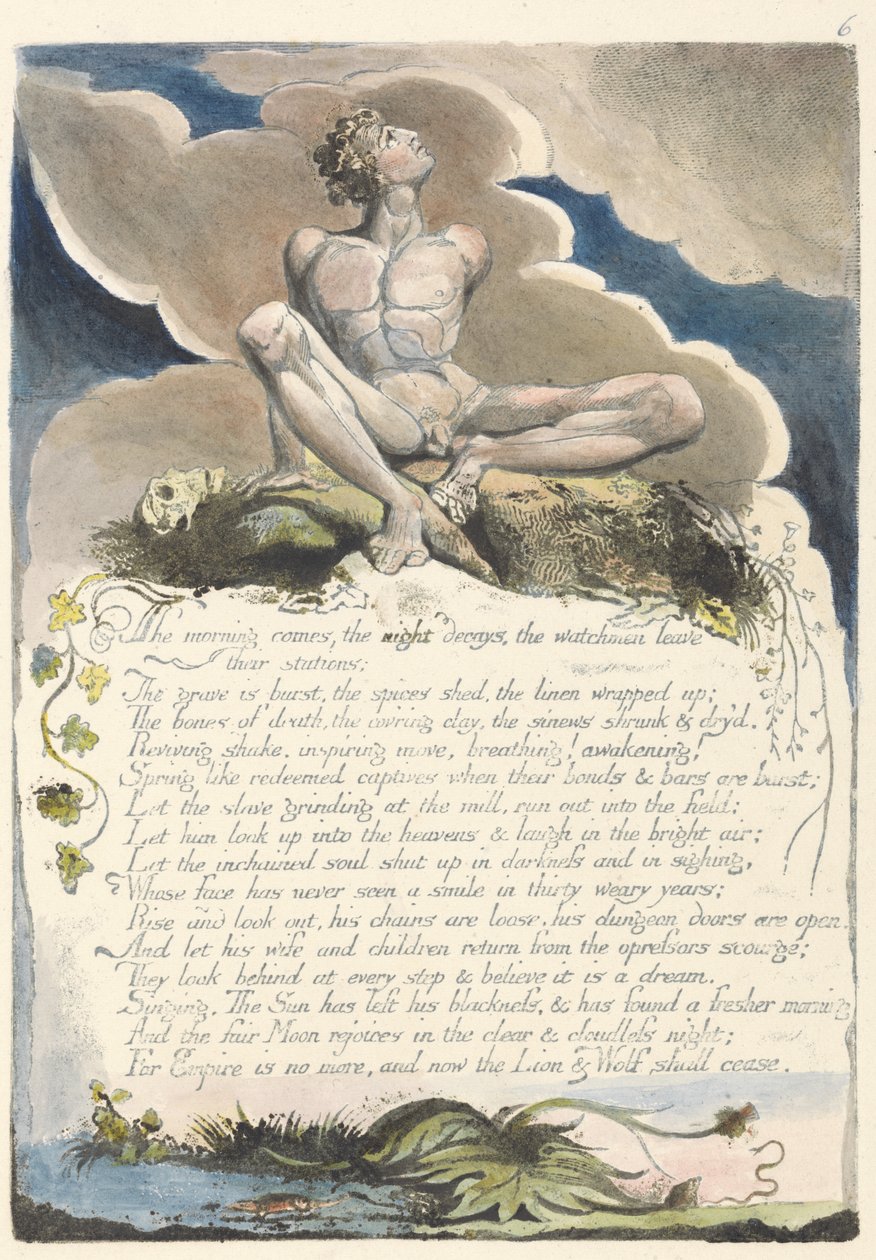 Der Morgen kommt..., Platte 8 aus Amerika: Eine Prophezeiung, 1793 von William Blake