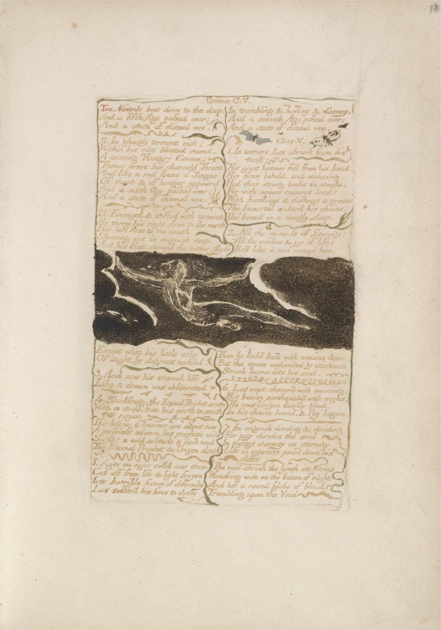 Zwei Nasenlöcher bogen sich nach unten..., Platte 16 aus Das erste Buch von Urizen von William Blake