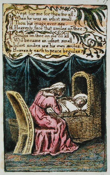 Weinte für mich... Illustration aus Lieder der Unschuld und Erfahrung (Bentley Kopie L) pl.17 (Bentley 17) 1789-94 von William Blake