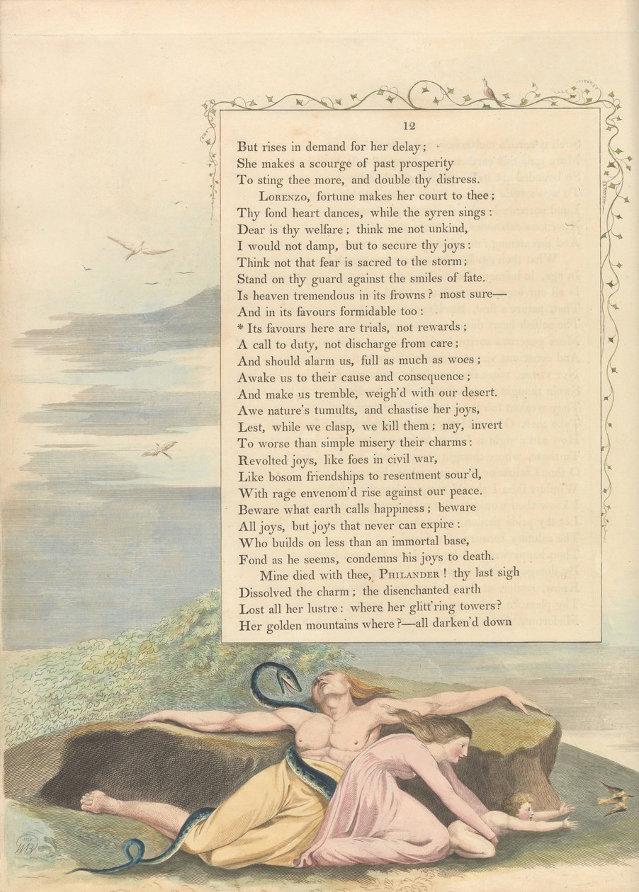 Youngs Nachtgedanken, Seite 12, Seine Gunst hier sind Prüfungen, keine Belohnungen von William Blake