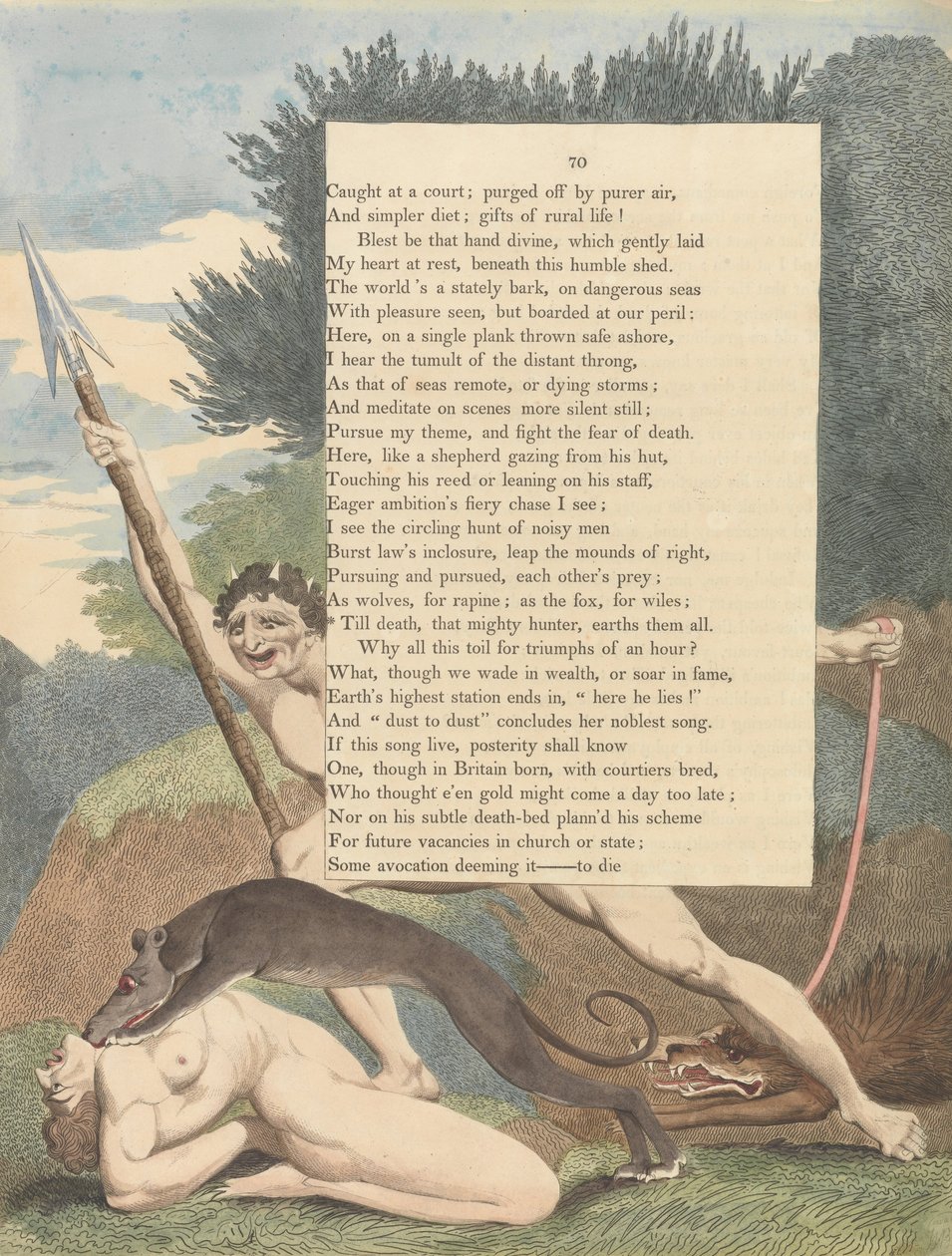 Youngs Nachtgedanken, Seite 70, Bis der Tod, dieser mächtige Jäger, sie alle erdet von William Blake