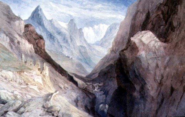 Ein Blick auf den Monte Viso und die Quelle des Flusses Po von William Brockedon