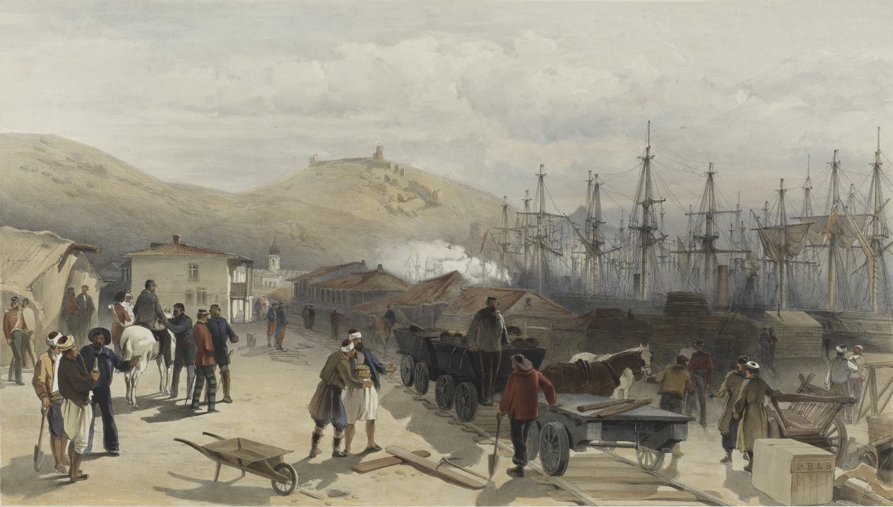 Die Eisenbahn bei Balaklava, Blick nach Süden, 1855 von William Crimea Simpson