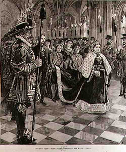 Die Königin passiert den Korridor zum House of Lords von William Heysham after Overend
