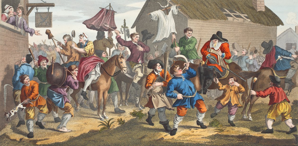 Hudibras begegnet dem Skimmington, Illustration aus 