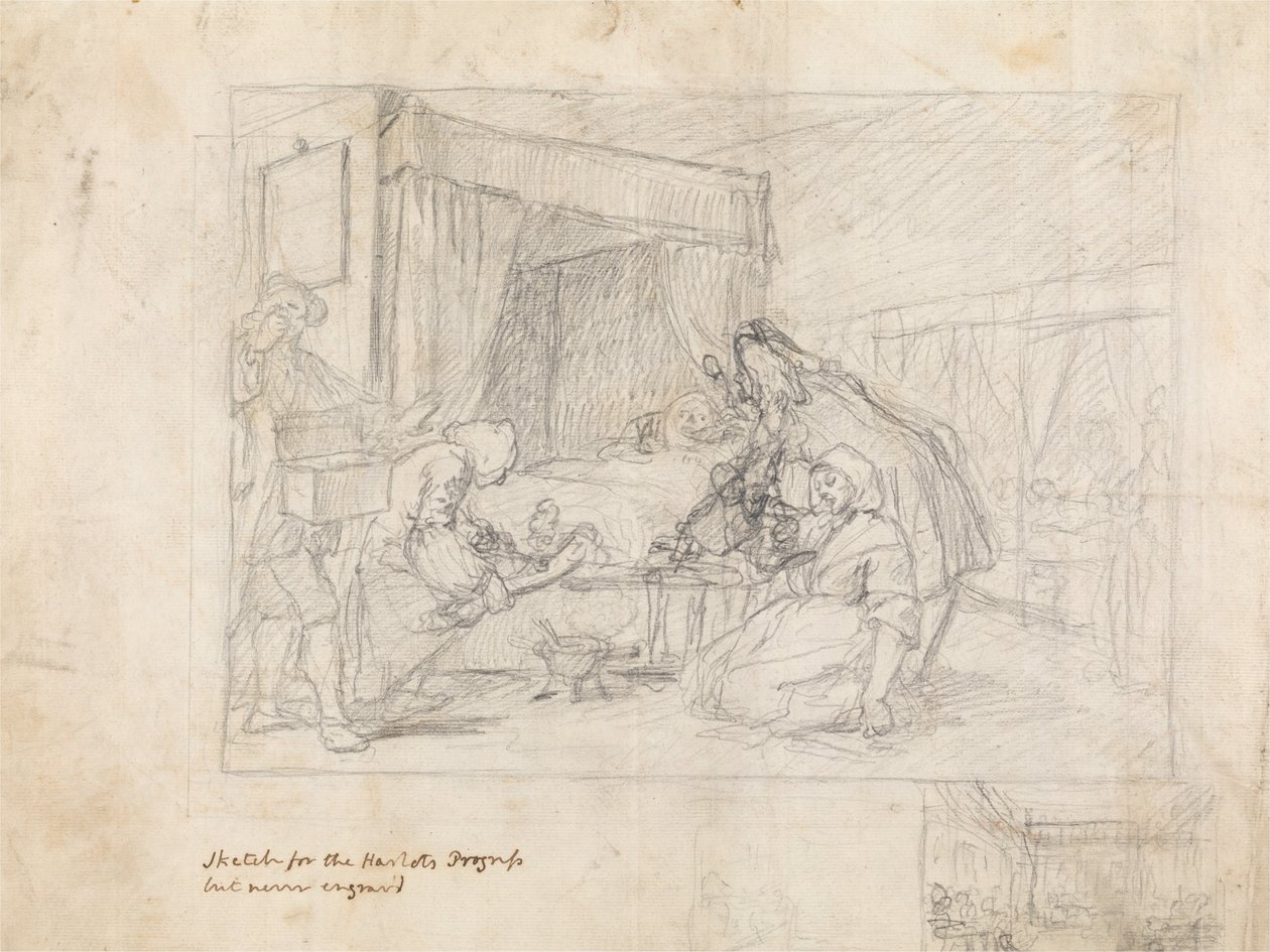 Operationsszene in einem Krankenhaus mit Nebenskizzen am unteren rechten Rand von William Hogarth