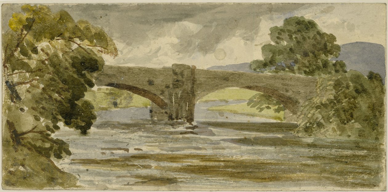 Landschaft mit Brücke und Bäumen von William James Muller